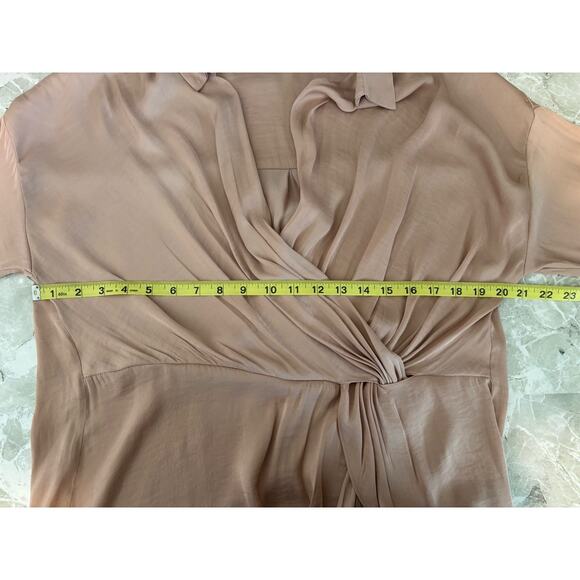 Naked Zebra Women’s Large Blouse Nude Blush Deep V Neck Twist Front Flowy - Picture 10 of 10